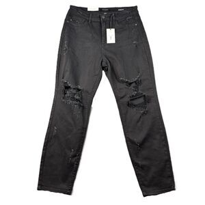 Judy Blue Women NWT Jeans Distressed Boyfriend Destroyed Black Size 11/30 L291